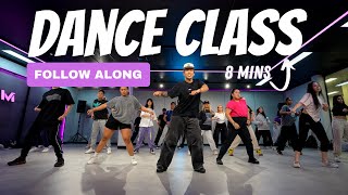 Beginners dance class warm up work out tutorial for you to follow along at home Only 8 mins [upl. by Garin896]