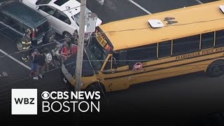 Framingham school bus van collide with children on board [upl. by Akehsyt]