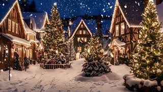 Snowy Christmas Village Ambiance Peaceful Holiday Atmosphere w Music  4K [upl. by Otina]