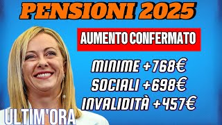 Incrementi 2025 Scopri subito gli importi netti per pensioni basse minime e di invalidità ultimor [upl. by Nnylyma]