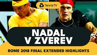 Rafael Nadal vs Alexander Zverev  Rome 2018 Final Extended Highlights [upl. by Scoville645]