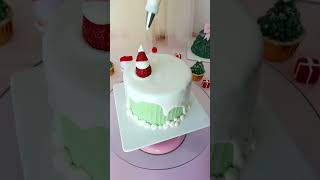 圣诞蛋糕 蛋糕裱花 蛋糕抹面cake cakedecorating cakedesign baking [upl. by Nauqyaj]