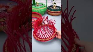 How to Weave Basket Lid with PE Rattan diy diybasket rattan handmade [upl. by Dibbell839]