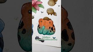 Painting a red headed poison dart frog 🐸🌹 cute watercolour etsy cutestickers poisondartfrog [upl. by Nial]