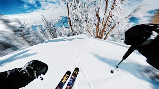 Dodging Trees on the Backside of Mammoth Mountain GoPro Skiing POV  4K [upl. by Ynner]