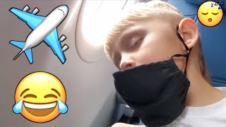 KID CANT STAY AWAKE ON PLANE TAKE OFF HILARIOUS 😂✈️ [upl. by Iduj]