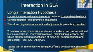 Second Language Acquisition Input Interaction Output Theories [upl. by Ilyah]