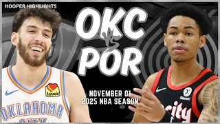 Oklahoma City Thunder vs Portland Trail Blazers Full Game Highlights  Nov 1  2025 NBA Season [upl. by Malley]