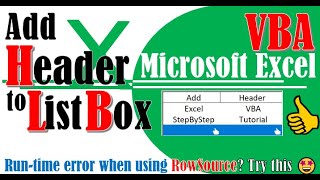 Excel VBA  Add header to ListBox [upl. by Lourie]