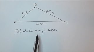 The Cosine rule finding an angle given three sides [upl. by Ahsini]