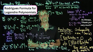 Rodrigues Formula for the Legendre Polynomials and Orthogonality [upl. by Yecies31]