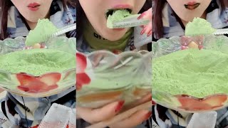 얼음ASMR HEAVY POWDERY GREEN MATCHA ICE EATING SOUNDS 💚🍵 THIN ICE CRUNCH 녹차  Матча  抹茶  ماتشا [upl. by Joses]