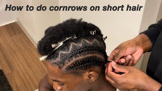 How to cornrow mens short hair Tips to getting clean parts [upl. by Dolhenty966]