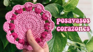 Cómo Hacer POSAVASOS de CORAZONES a Crochet 💖 Tutorial Paso a Paso [upl. by Adnohryt]