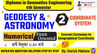 Rectangular to Geographical Coordinate System  Geodesy Numerical for Diploma In Geomatics Eng [upl. by Nereids]