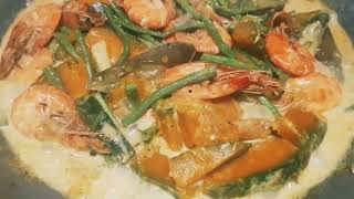 Ginataang Kalabasasitaw with hiponCoconut milk recipe with shrimp [upl. by Airdnazxela]