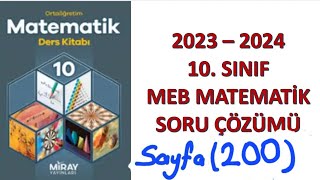 10sınıf MEBMatematik sayfa 200 Alt Öğrenme Alanı Testi Miray yayınları [upl. by Ailimac]