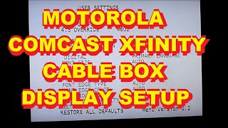 Motorola Comcast Xfinity HD Cable Box Setup Adjust Menu [upl. by Daj]