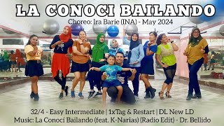 La Conoci Bailando Line Dance  Easy Intermediate  irabarie0289 INA [upl. by Anwahsiek]