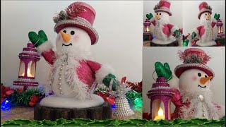 Como fazer um Maravilhoso Boneco de neve com lanterna  MUÑECO DE NIEVE decoracion navideña [upl. by Rachaba]