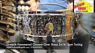 Gretsch Hammered Chrome Over Brass Snare Drum  5x14  The Drum Shop North Shore [upl. by Adiazteb348]