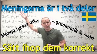 Sätt ihop meningarna korrekt övning SFI [upl. by Nodnorb]