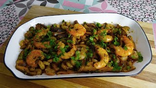 GAMBAS AL AJILLO CON SETAS  RECETA FÁCIL [upl. by Drolyag]