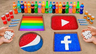 YouTube Pop It FaceBook and Pepsi Logo in the Hole with Orbeez Popular Sodas amp Mentos [upl. by Haleemak]