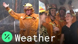 Australian Firefighters Literally Jump for Joy When It Starts Raining [upl. by Oren]