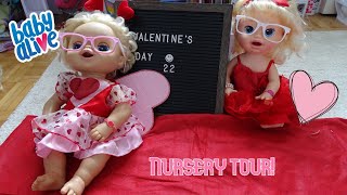 Baby Alive Valentines day 2022 house tourbaby alive party Wdollies go crazy [upl. by Adnowal]