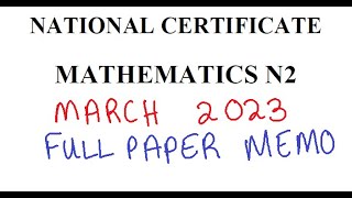 MATHEMATICS N2 MARCH 2023 MEMO mathszoneafricanmotives [upl. by Axela]