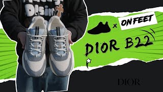 On Feet  BEST DESIGNER SNEAKER DIOR B22  Light Blue Unboxing [upl. by Ahsieyn]