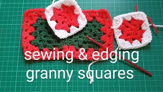 Sewing granny squares together amp adding an edge [upl. by Er375]