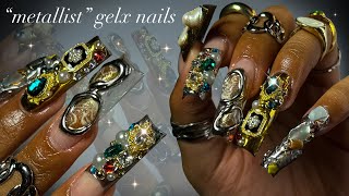 “Metallist” GelX Nails⚜️🥀 relaxing nail art  ASMR✨ [upl. by Ainehta]