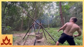 Primitive Technology RockThrowing Catapult Trebuchet [upl. by Studdard]