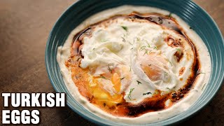 Turkish Eggs Recipe  How To Make Turkish Poached Egg  Cilbir  Egg Breakfast Recipe By Chef Tarika [upl. by Ohnuj]