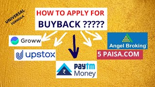 HOW TO APPLY FOR TCS BUYBACK IN PAYTM MONEY GROWW APP UPSTOX ANGEL PART12 [upl. by Octavie931]