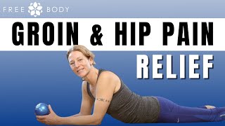 Releasing groin pain and easing hip pain Therapeutic rollingself massage for pectineus [upl. by Annoirb]