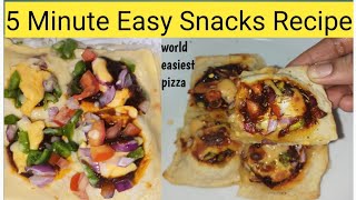 5 Minute Easy Snacks Recipe  World Easiest Pizza  Evening Snacks Recipe  Easy Snacks Recipe [upl. by Ogilvie]