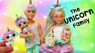 Barbie Families  The UNICORN Custom Doll FAMILY Pet Adventure  Toys and Dolls Family Fun for Kids [upl. by Renard]