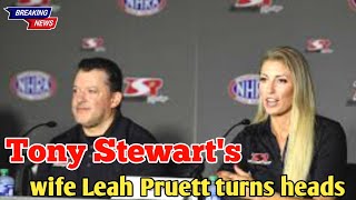 Tony Stewarts wife Leah Pruett turns heads in an allblack chic outfit as they get ready [upl. by Dunston284]