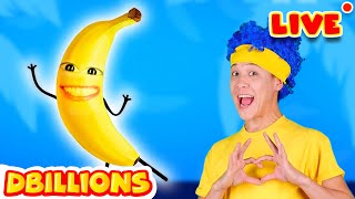 LIVE  D Billions Top Healthy Fruits Kids Songs  Banana Mommy Mommy give me Yummy with Puppets [upl. by Ttam553]