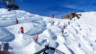 Härteste SkiAbfahrt der Welt Schweizer Wand 90 in Les Portes du Soleil [upl. by Annawoj152]