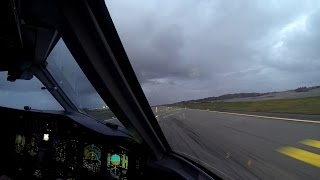 Wideroe Dash 8Q400 crosswind landing and takeoff at Haugesund Norway [upl. by Valiant367]