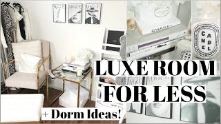 DIY DESIGNER ROOM DECOR Dorm Hacks  Easy amp No Sew [upl. by Suhpesoj]