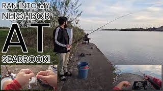 Bank Fishing Seabrook Afternoon and how I tie my drop rig [upl. by Drolyag]