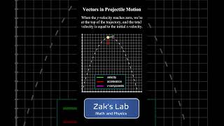 Description of projectile motion with animation of vectors in projectile motion [upl. by Donelle630]