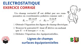 Lignes de Champ et Équipotentielles coordonnées polaires  Exercice Corrigé en Électrostatique [upl. by Leciram]