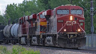 Triple GEVOS CP freight train with short horn show near LRT Heritage station on the Aldersyde Sub [upl. by Mixie]