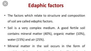 Edaphic factors Defination with various types of Edaphic factor Ediphicfactorsinformation [upl. by Jaan]